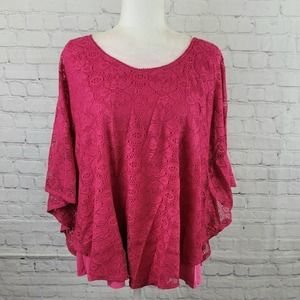 PerSeption Woman Fuschia Tank w/Coverlet Cape Shirt Size 2X
